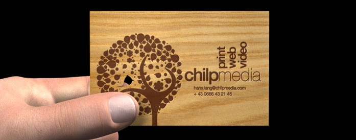 Timber Card, bedruckte Visitenkarte aus Holz