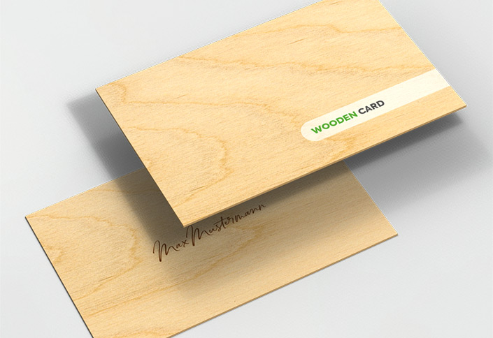 Wooden Card, bedruckte Visitenkarte aus Holz