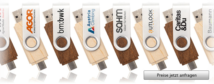 Dual Wooden Twister USB Stick mit Logo - Angebot anfordern...