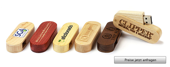 Wooden Swivel USB Stick mit Logo - Angebot anfordern...