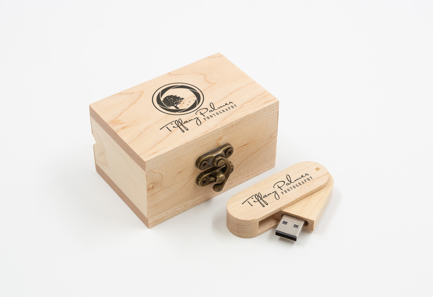 Wooden Swivel USB Stick & Treasure Box