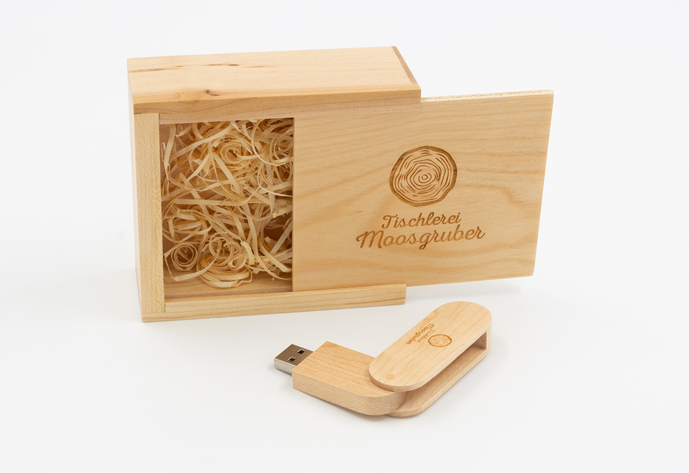 Wooden Swivel USB Stick & Trinket Box